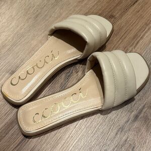 CCOCCI Women's Cream Slide Sandals